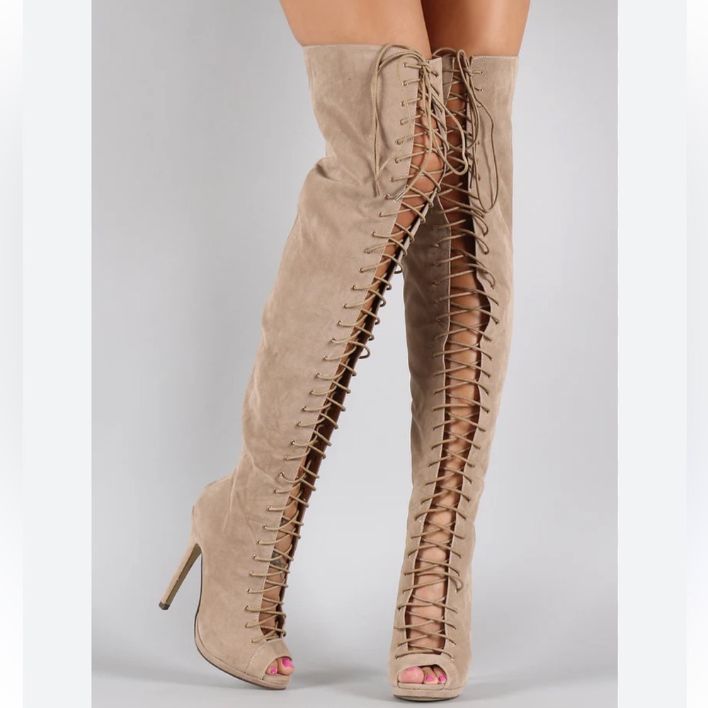 Miss Lola Lace-Up Knee-High Boots king Kylie era 2016